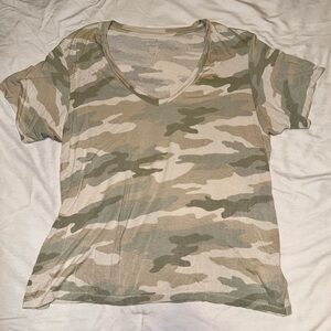 American Eagle Outfitters Camo V-Neck Tee